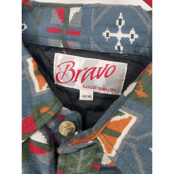Bravo XL Mens Shirt Jacket Quilted Aztec Print Button Up Long Sleeve Shacket - Picture 3 of 5